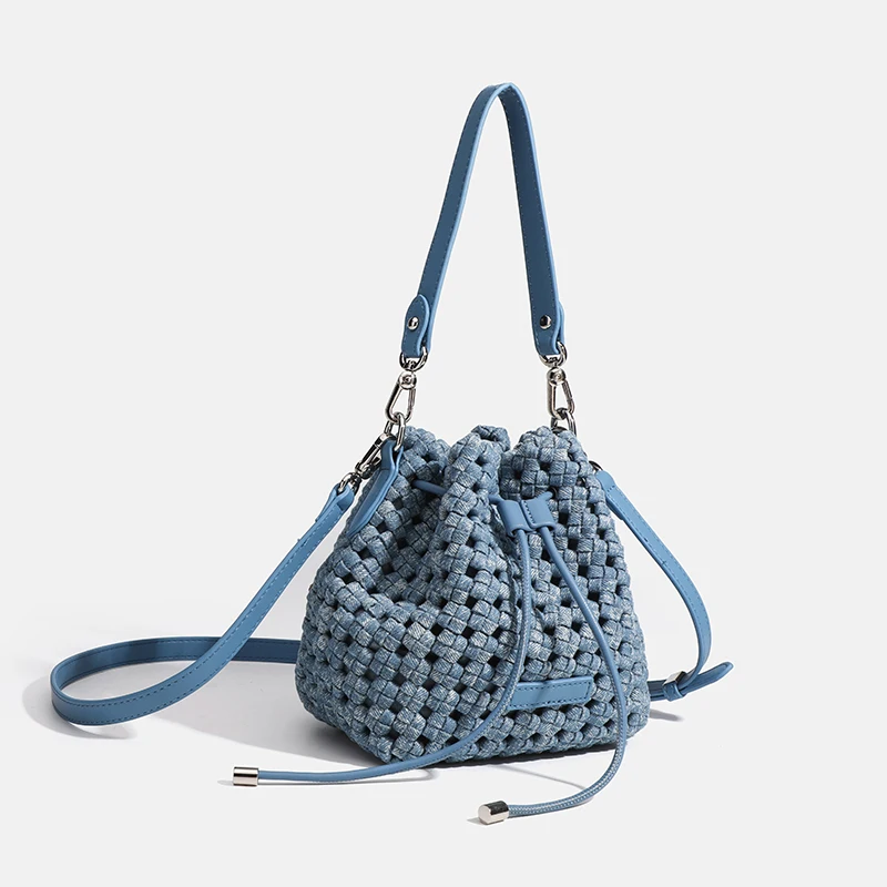 luxury Designer Denim bag handbag 2024 Woven Tote bag Hand knitting shoulder bags summer free shipping saint barth beach bag