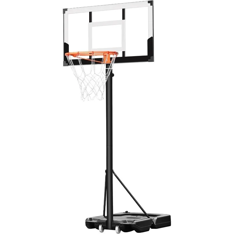 

Portable Basketball Hoop Outdoor System with 40 Inch Backboard, 3.3FT-10FT Height Adjustable Basketball Goal System for Youth