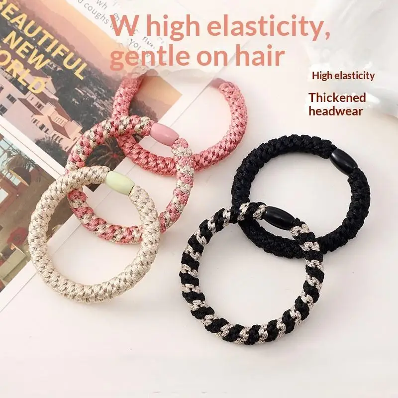 10Pcs Twisted Knitted Rubber Hair Ties Basic Elastic Ponytail Holder Durable Women Hair Band Accessories
