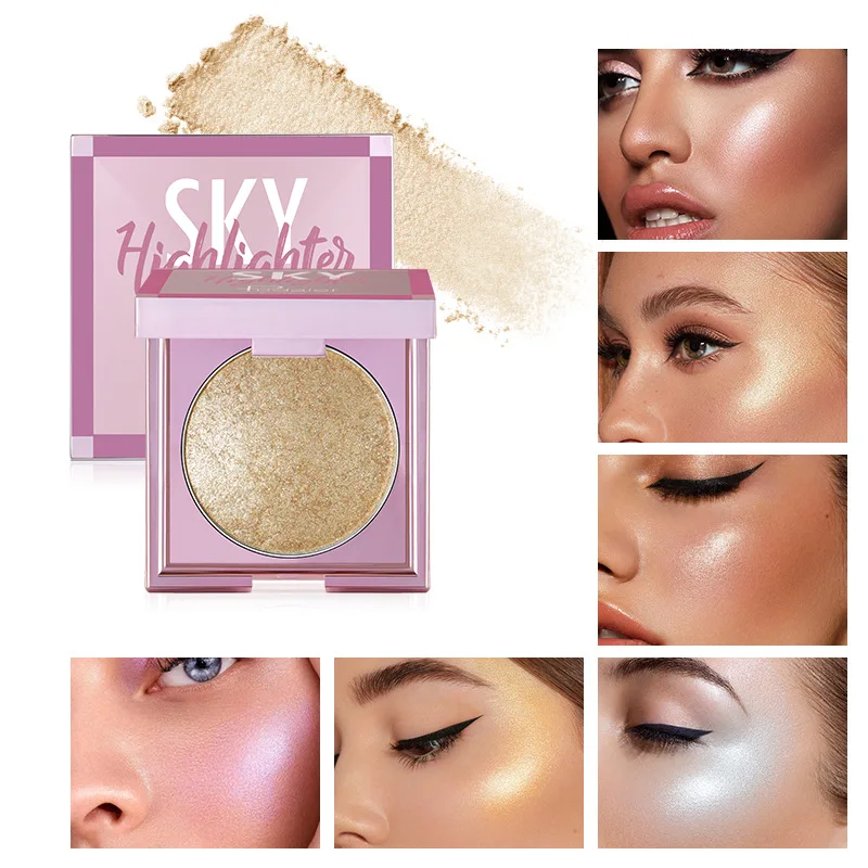 Pudaier 9 Colors Highlighter Powder Palette Matte & Glitter Shimmer Illuminator - Face & Eyes Contour Glow Makeup Cosmetics