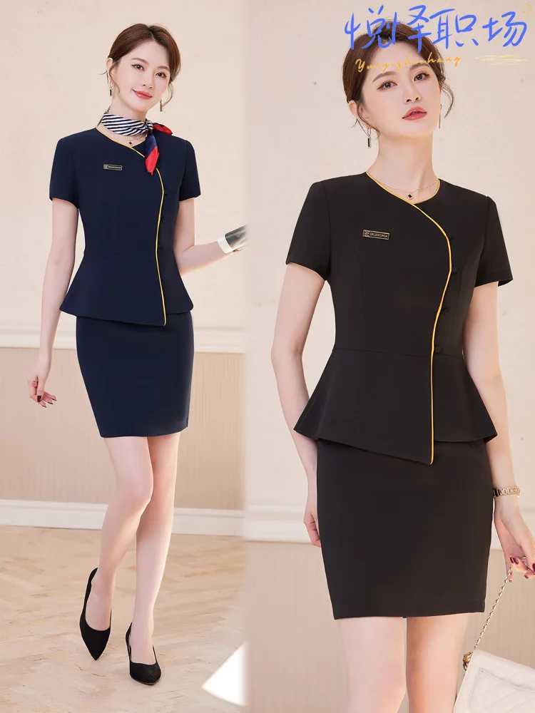 

Jewelry store workwear for women, short-sleeved, summer fashion, elegant high-end professional suit, beauty salon front desk rec
