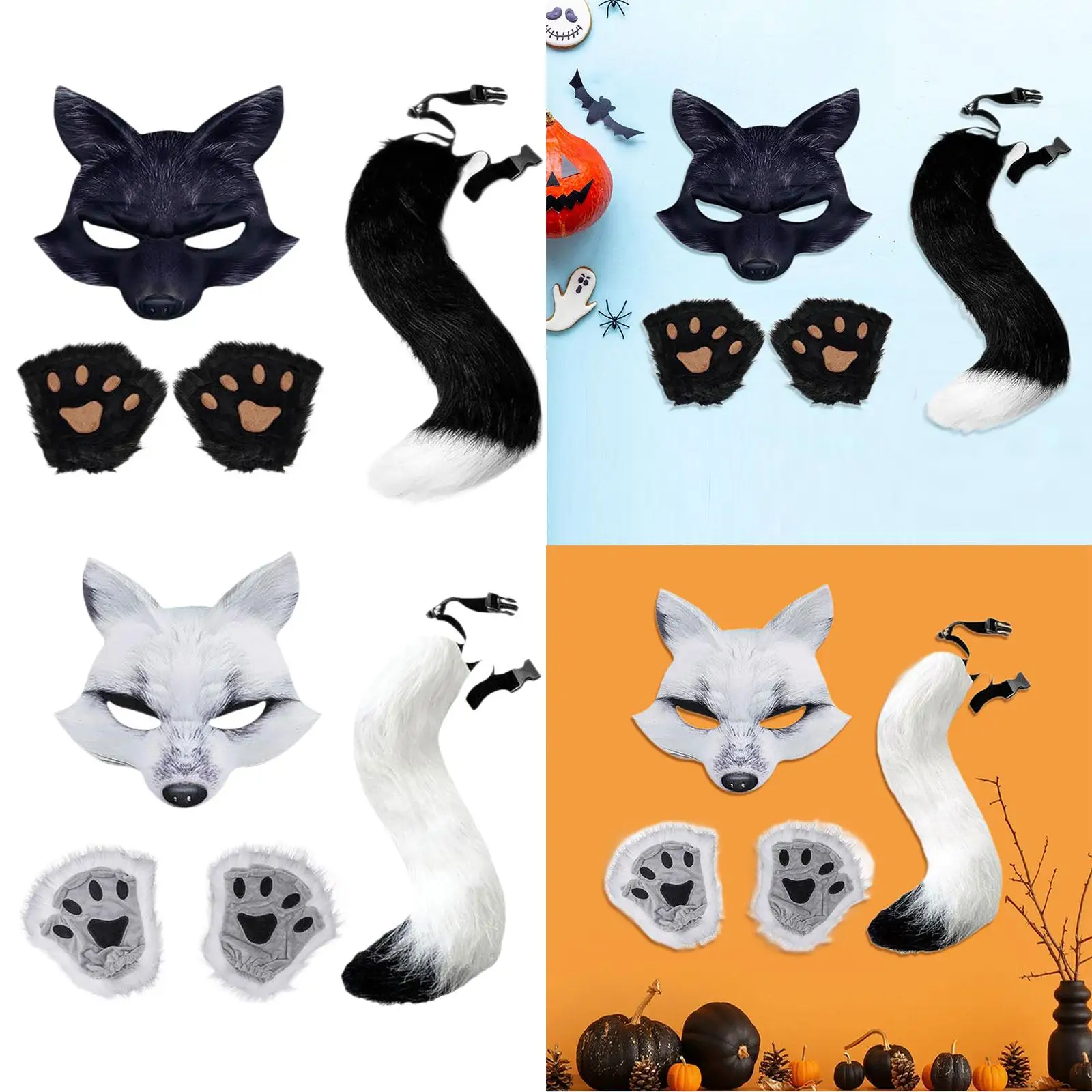 Therian Mask and Tail Set Halloween Costume for Cosplay Festival Carnival