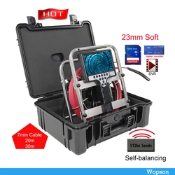 23mm Camera Soft Spring Cable Self Leveling 512Hz Sewer Inspection Camera Waterproof meter counter Endoscope Borescope camera