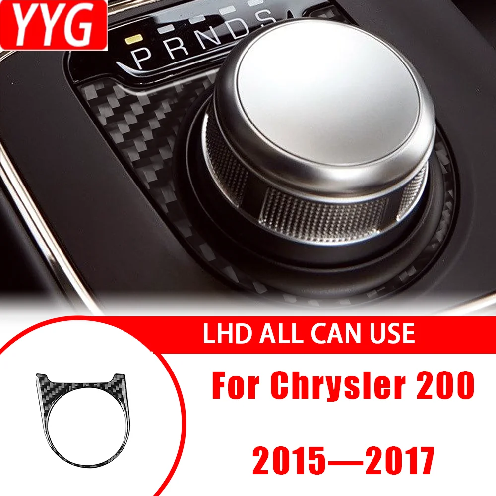 

Carbon Fiber Car Accessories Multimedia Knob Outer Frame Interior Cover Tirm Sticker Modification For Chrysler 200 2015—2017