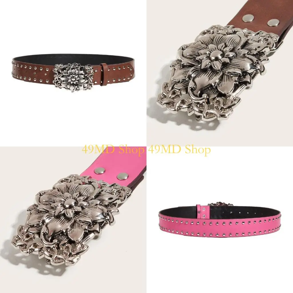 49md-彫刻花バックルウエストベルト調節可能なウエストベルト女性ジーンズスカートコート