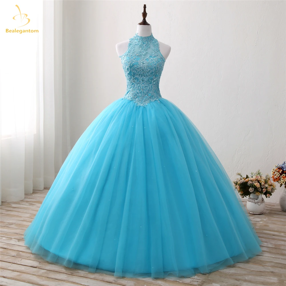 

Bealegantom Lace Halter Quinceanera Dresses 2023 Tulle Appliques Sweet 15 16 Princess Prom Party Ball Gown Vestidos De 15 Anos