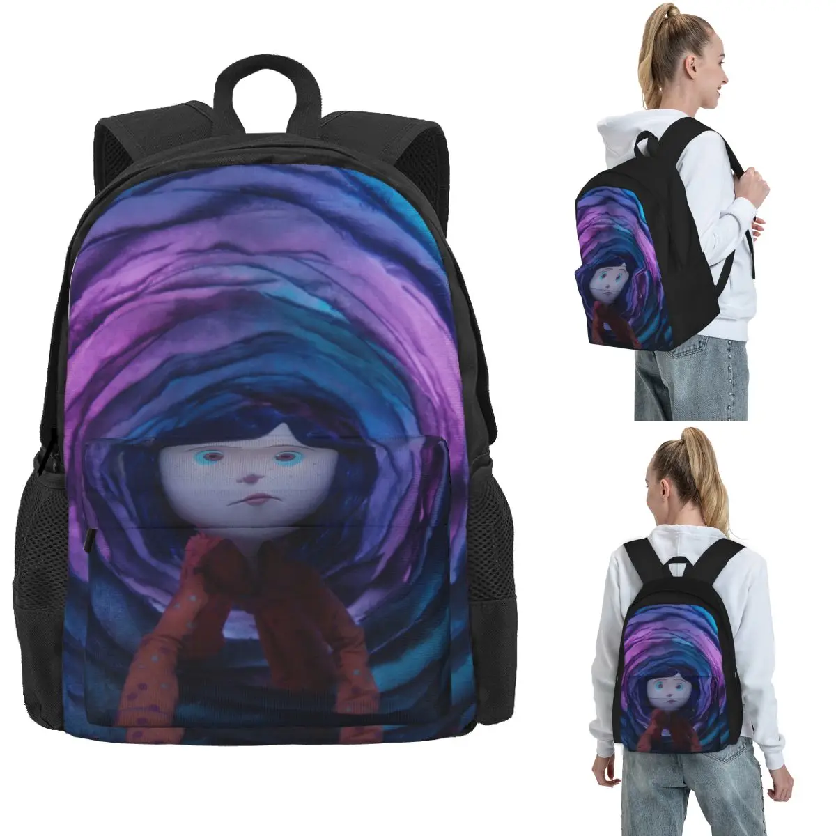 

Coralines Halloween Cartoon Anime Backpack Hot Sale Daypack Large Capacity Boys Girls BookBag School Bag for Men Women