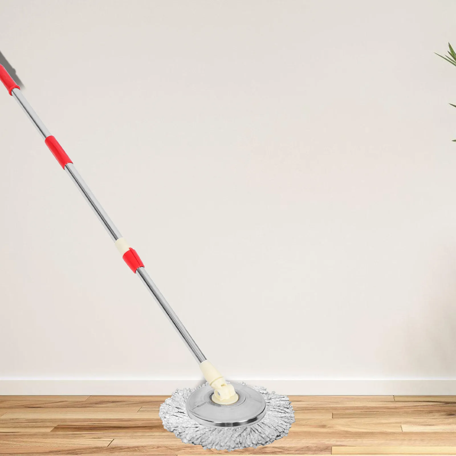 1Set Stainless Steel Rotating Mop Handle Reinforced Replacement Rod for Hardwood Tile Floors Detachable Mop Pole