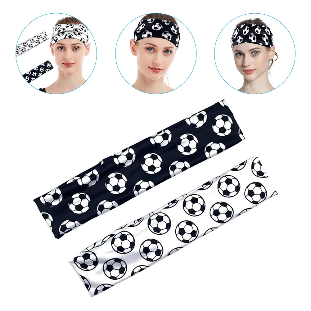 

2pcs Sports Headbands Soccer Pattern Sweat Band Comfortable Lightweight Elastic Outdoor Fitness Yoga Multi-Function Portable