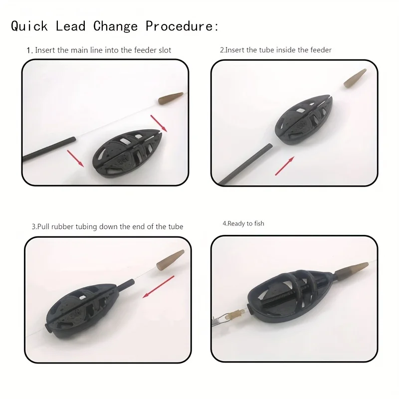 Method Feeder Accessories, Carp Fishing Feeder Tackle Set, Inline Zinc Alloy Feeder Fishing with 30g/40g/50g Weight Feeder and 1