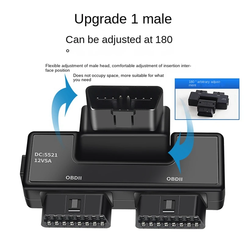 OBD2 One Divided Into Two Adaptor Wire 16 Pin 16 Core OBD Expansion Cable Connector Adapter Cable Universal with Dc5521