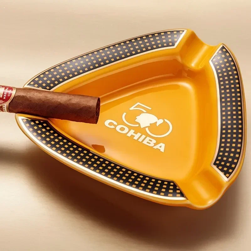 Elevate Your Cigar Experience with Our Ceramic Ashtray Set - 3 Wide Mouth Slots for a Perfect Smoke