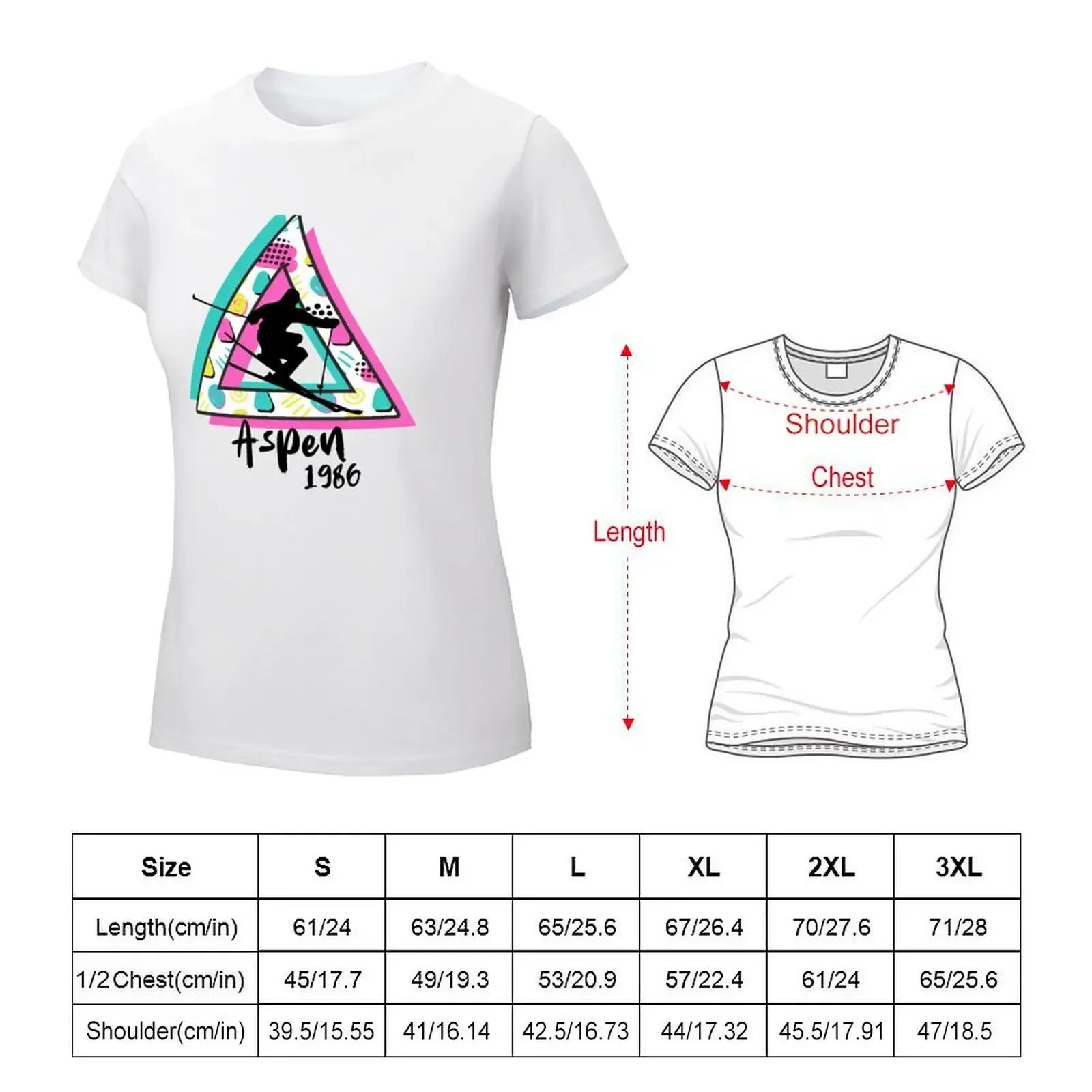 Aspen ski mountains 1986 vintage retro 80's T-shirt summer clothes shirts graphic tees oversized workout shirts for Women