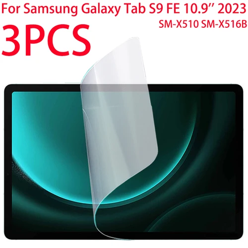 2023 PET 소프트 필름 스크린 보호대 보호 필름, SM-X510 SM-X516B X510 X516B, 삼성 갤럭시 탭 S9 FE용 PE, 10.9 인치, 3 개