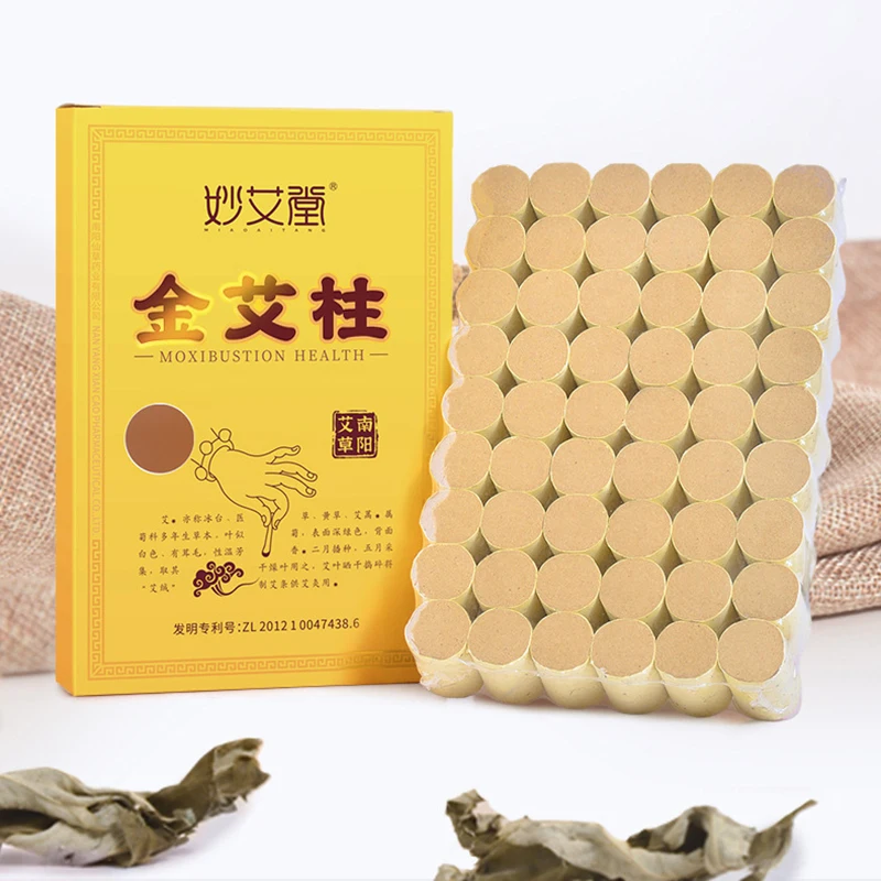 54Pcs 60:1 Smokeless Moxa Stick Roll Mugwort Acupuncture Points Therapy Warm Moxibustion Cones Body Massager Relax Pain Relief