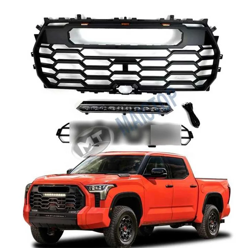 

Modification MAICTOP 2022 Tundra 4x4 Truck ABS Black Front Bumper Grille with Light Car Parts Mesh Grill Parrillas De Auto