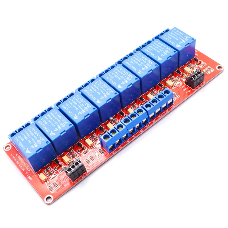 

8-way relay module with optocoupler isolation supports high and low level trigger 5V