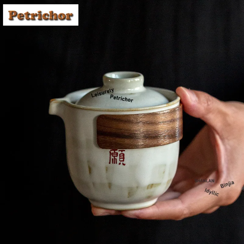 150ml Powder Yin Hand Grab Teapot Japanese Tea Infuser Pot Tea Making Kettle With Filter Tea Ceremony Supplies Decoration Craft