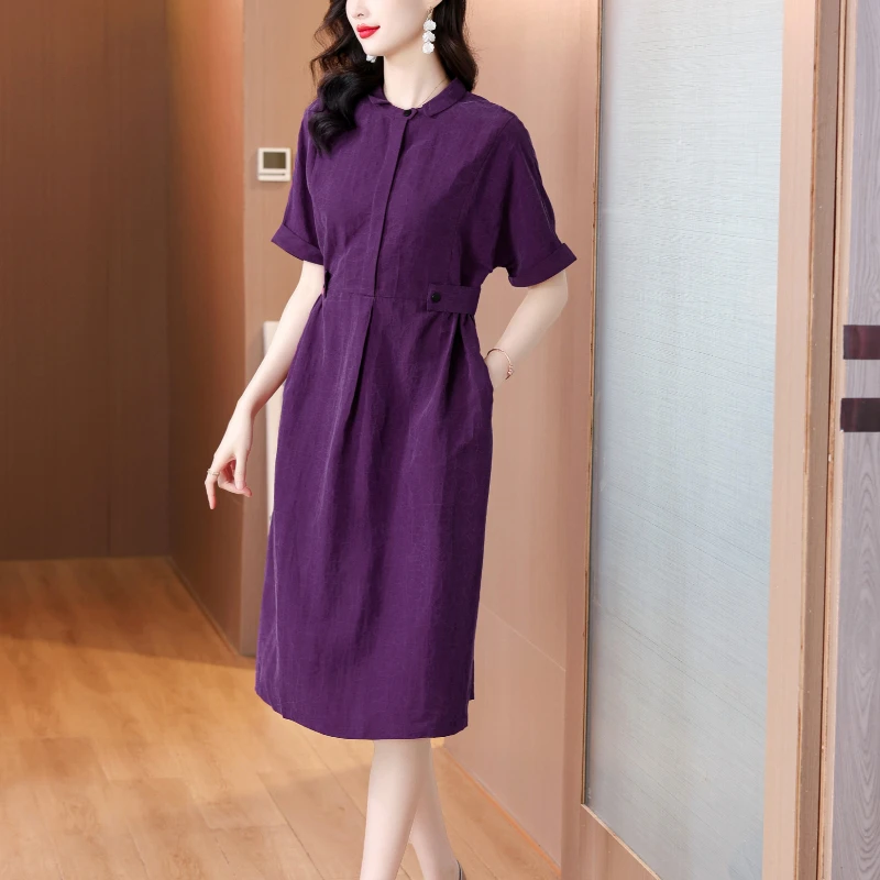 Verão de luxo jacquard seda cetim vestido longo feminino coreano vintage hepburn camisa vestido 2025 elegante bodycon bandagem vestido de baile