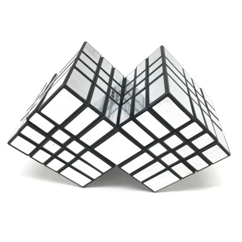 Calvel's Puzzle-Cube magique à revêtement moulé pour enfants, corps noir avec étiquette argentée, 4x4, miroir 4x4x4, Lee Mod, jouets doubles