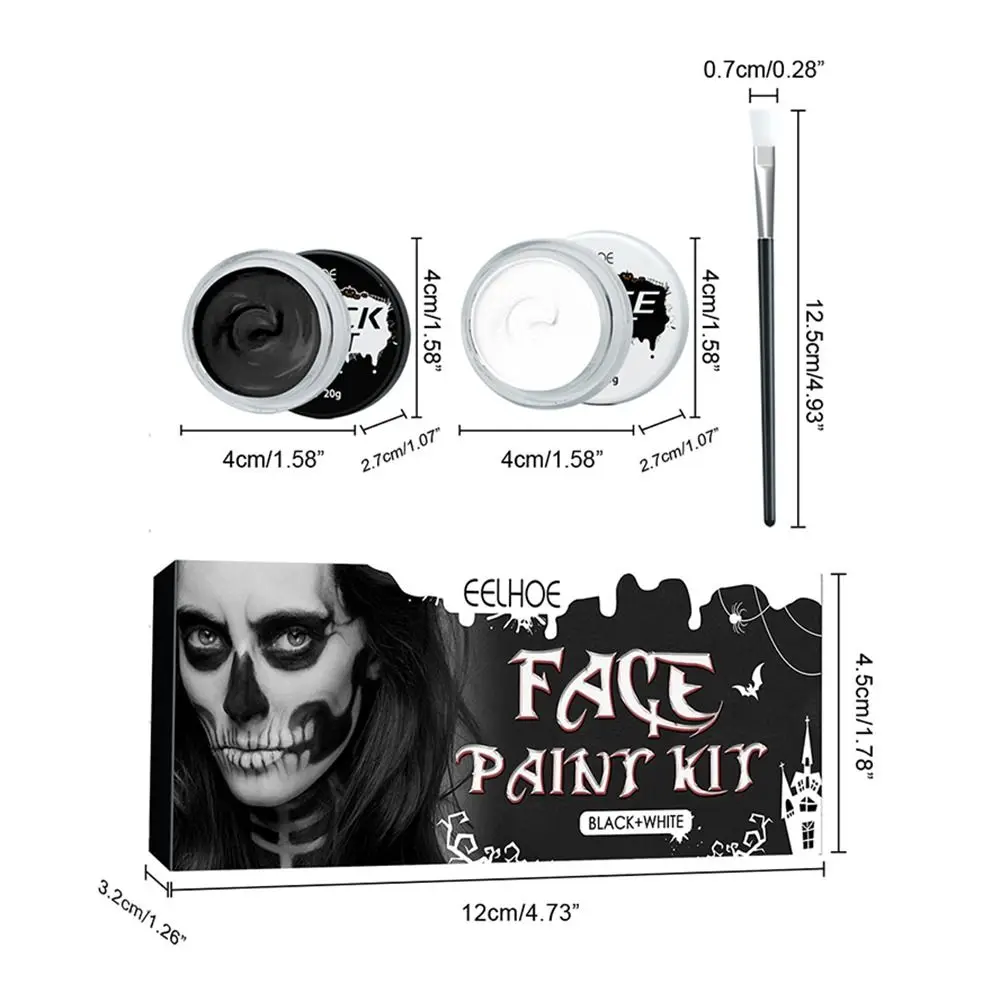 Long Lasting Halloween Face Paint Kit Fancy Dress Zombie White and Black Face Body Paints Full Body Paint Non Toxic