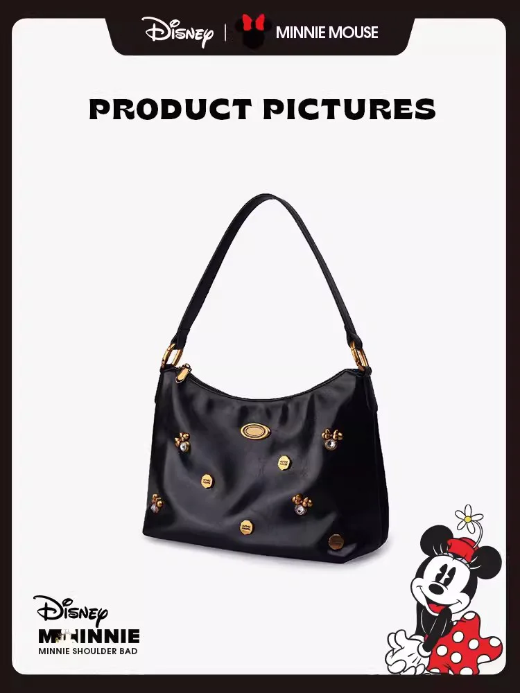 Disney Fashion Minnie Diamond Inlaid Tote Bag Commuter Shoulder Bags Retro High-End Women\'s Underarm Bag For Girl Messenger Bag