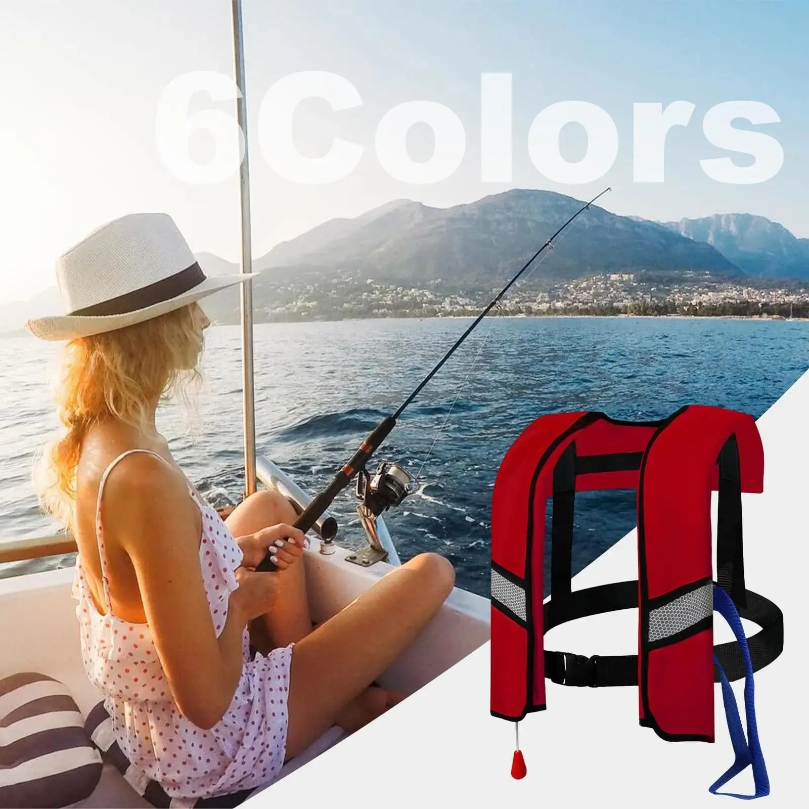 

Adjustable Fully Automatic Life Jacket With Reflectors For Outdoor Adventures, Automatic Inflation Function And Safety Whistle