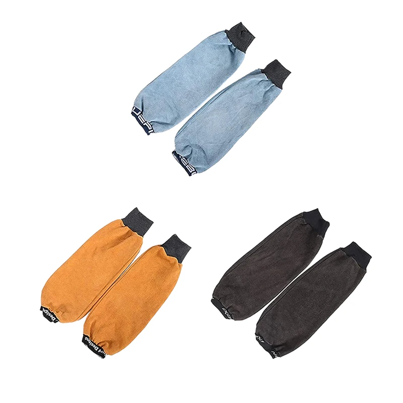 1 Pair Cowhide Welding Sleeves Arm Protection For Welding Heat Resistant Fire Protection Men Women Labor Cuffs Arm Antifouling