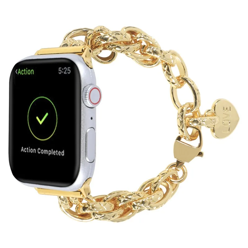 Bracciale a catena in acciaio inossidabile per cinturino Apple Watch serie SE 7 6 5 4 3 cinturino in metallo 38mm 40mm 41mm 42mm 44mm 45mm ragazza