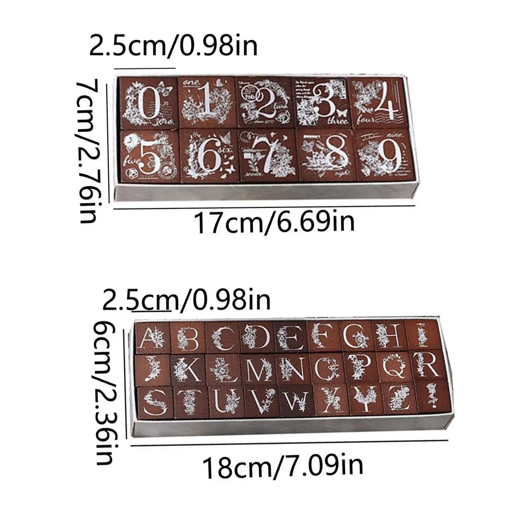 10/27 Pcs Number Wooden Rubber Stamps Kit Handmade Alphabet Letter Stamper Seal Set Comfortable Grip Engraved Clearly