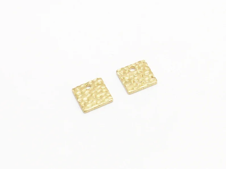 20pcs Hammered Square Earring Charm, Brass Square Charms, 8.8x1mm, Geometric Earring Findings, Jewelry Making - R2174