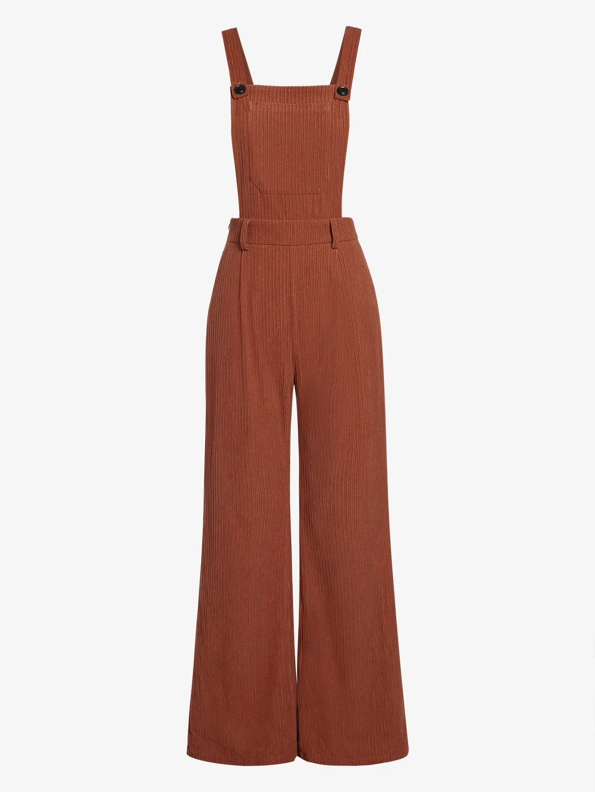 

ZAFUL Women's Solid Color Casual Daily Pockets Corduroy Pleated Waist Pinafore Overalls Wide Leg Jumpsuit