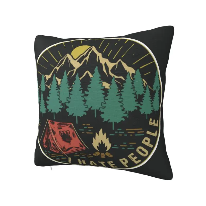 I Hate People Camping Throw Pillow Sofa Adventure Hiking Modern Cushion Cover Velvet Pillowcase