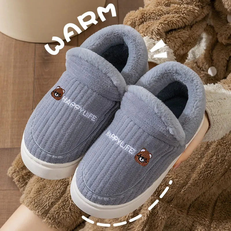 Cotton slippers for women in winter 2023, new couple's indoor home insulation, anti slip plush bag, cotton shoes for women, plus