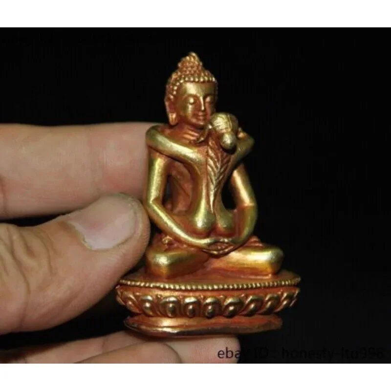 Tibetan Bronze 24K Gold Plated Adibuddha Samantabhadra Tathagata Kuntuzangpo Buddha Statue