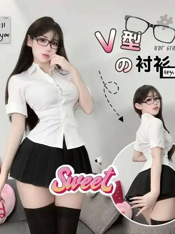 2025 Spring/autumn New Pure Desire JK Spicy Girl Lapel Short Sleeve White Shirt+high Waisted Pleated Skirt Two Piece Set D8US