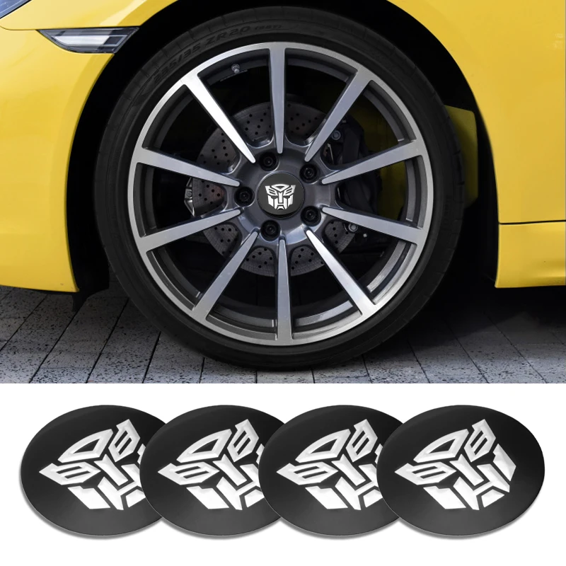 4pcs Transformers Logo Emblem Car Wheel Center Caps  56MM Wheels Hub Cap Optimus Prime Megatron Badge Rim Hubcaps Dust Cover