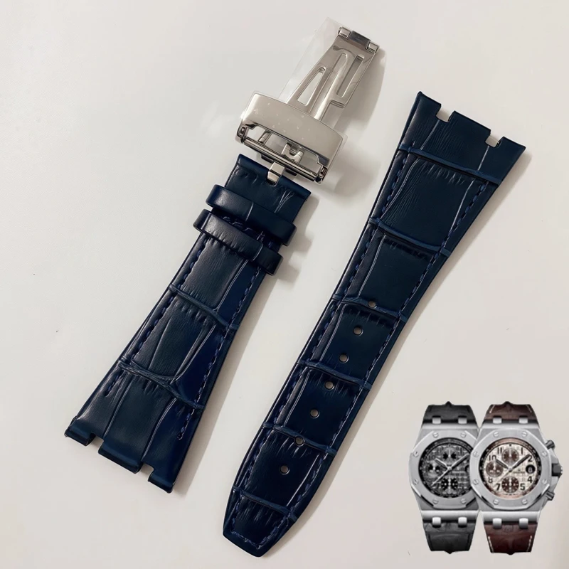 Top layer Cowhide Leather watch Band for AP Audemars15400 Royal Oak Offshore Series strap Male 26mm Blue Black Brown Watch Band