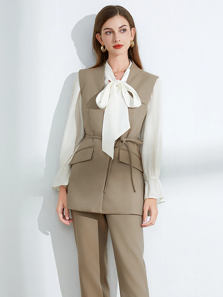 

Модный женский комплект-жилет для повседневной носки: сухой и легкий двухкомпонентный костюм из полиэстера, осенняя новинка