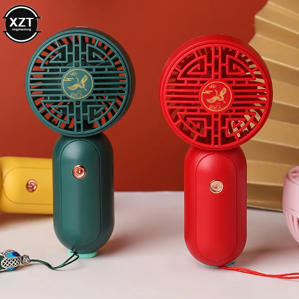 Portable Mini Handheld Fan Chinese Characteristic Element Fan Office Dormitory Desktop Fan Outdoors Travel Air Cooler Supplies