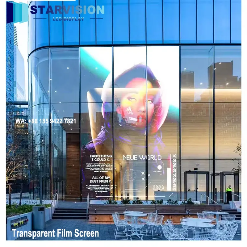 90% High Transparency Flexible Film Screen LED Transparent Display for Glass Wall Advertising