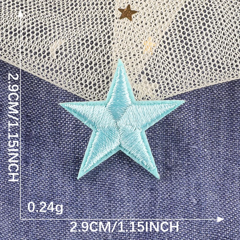 5PCS Multi-colored Star Embroidered Patches Sew Iron on Clothing Gold Silver for Clothes Appliques Craft Sticker Stripes