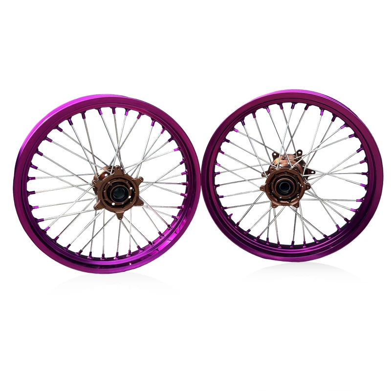 China CNC Motorcycle Accessories 21/19/18 Inch Color Purple/Bronze Hub Wheels for Motocross Wheels Stark Varg