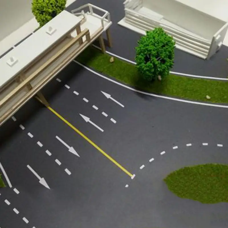 2pcs Road Sticker Traffic Route Sticker 1:50 1:75 1:100 Model Building Accessories Street Scene DIY Miniature Landscape Diorama