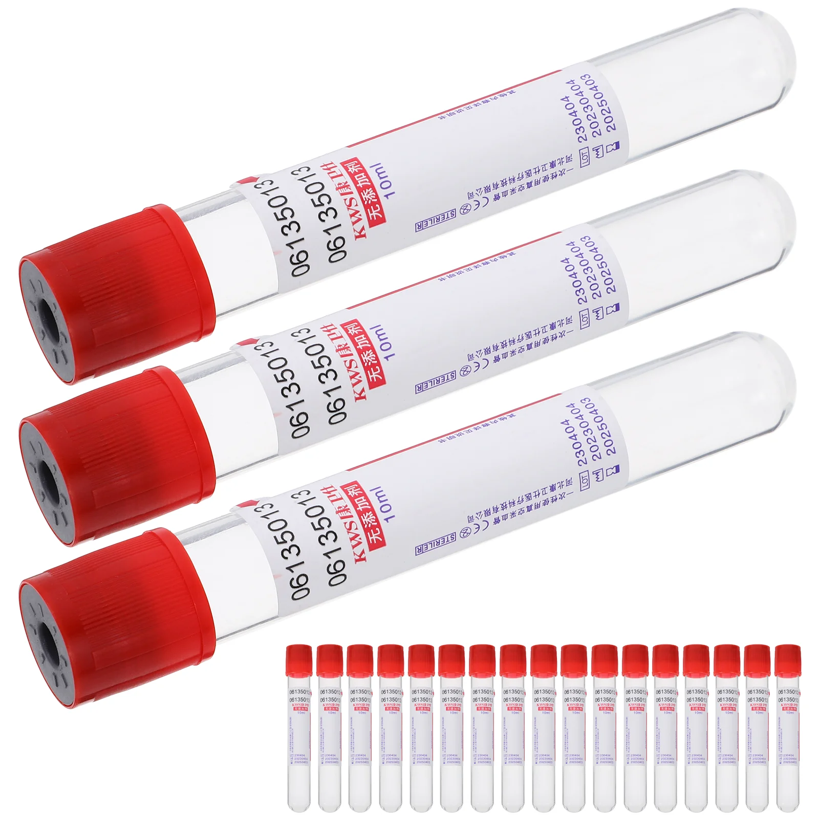 

100 Pcs Test Tubes with Lids 10ml Blood Collection Collecting Cover Glass Negative Pressure Vacuum Red