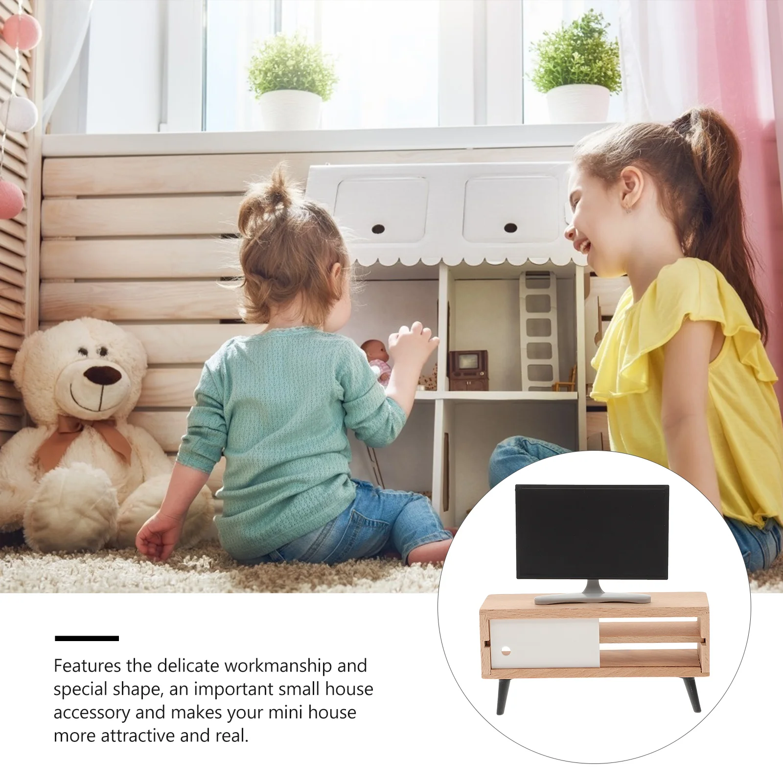 2pcs Mini Model Realistic Television Decor Accessory for Kids Pretend Play Furniture Toys Mini House Detail