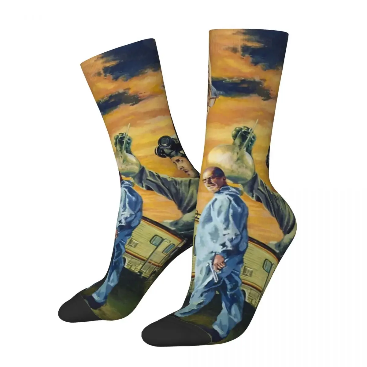 Happy Funny Men's Compression Socks Breaking Bad Retro Harajuku Breaking Bad Street Style Novelty Seamless Crew Crazy Sock