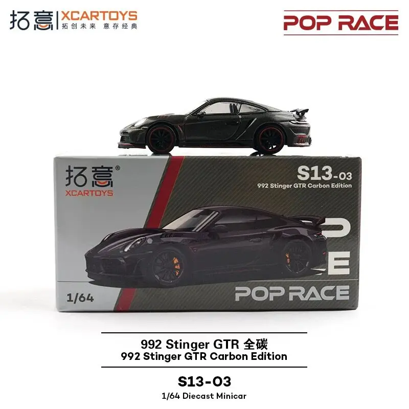 Porsche 992 GTR 1:64, coche de aleación POPRACE, superdeportivo de fibra de carbono.