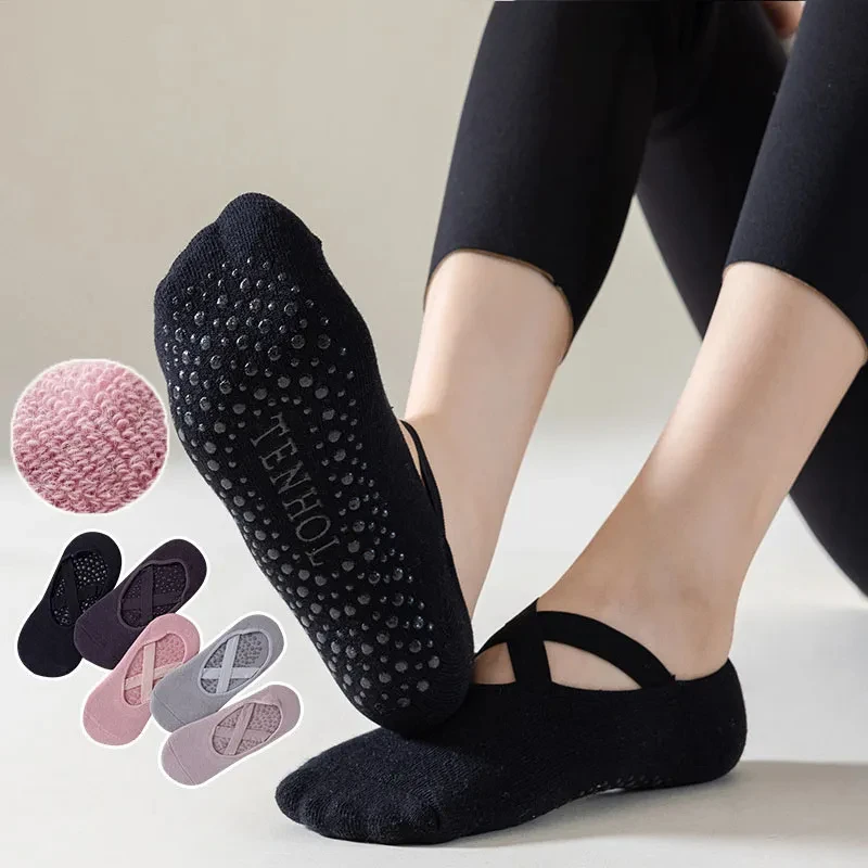 Calcetines de Yoga profesionales para mujer, algodón, silicona, antideslizante, toalla de agarre para Pilates, Barre transpirable, vendaje, baile,