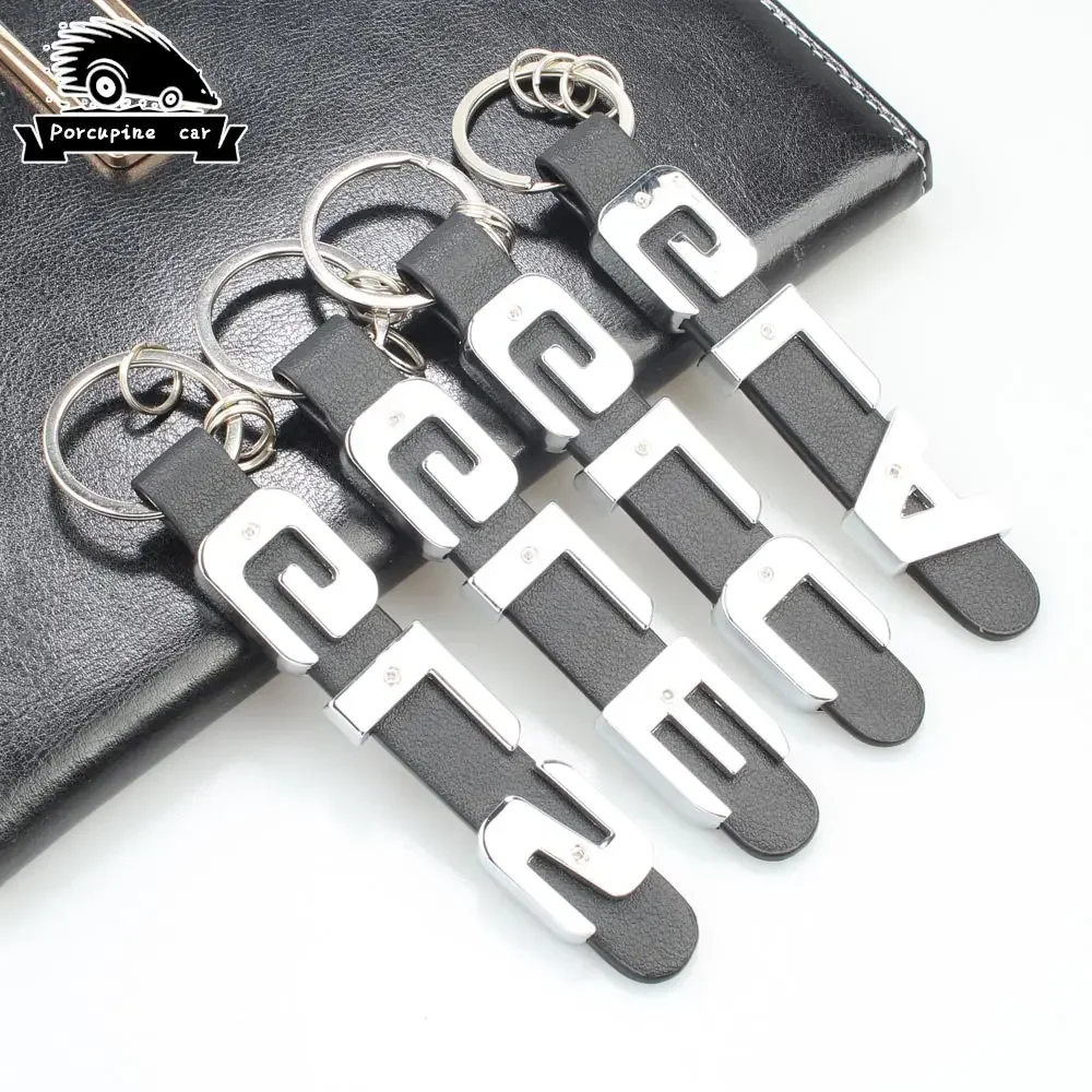 Zinc alloy leather Key Rings For Mercedes Benz GLA GLB GLC GLE GLK GLS 3D Car Keychain Metal Keyring Key Chain Rings Accessories